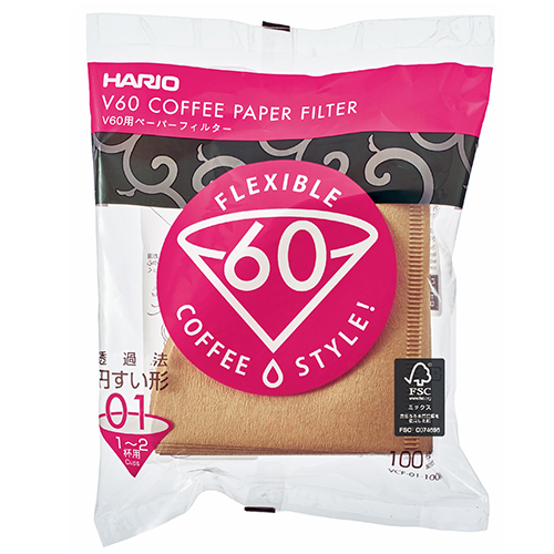 Hario V60 Koffiefilters 01 Bruin 100 stuks