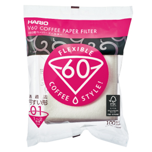 Hario V60 Koffiefilters 01 Wit 100 stuks