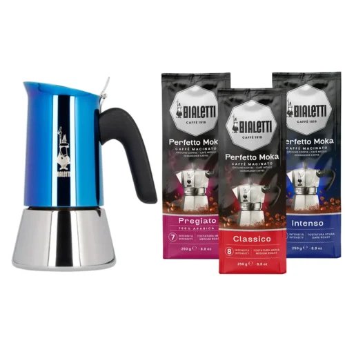 Bialetti Venus Blue + Bialetti koffie proefpakket