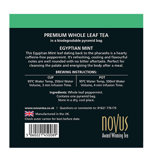 Novus Thee Egyptian Mint 50 stuks Piramide Theezakjes