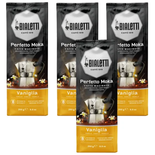 Bialetti Perfetto Moka Vaniglia gemalen koffie 4 x 250 gram